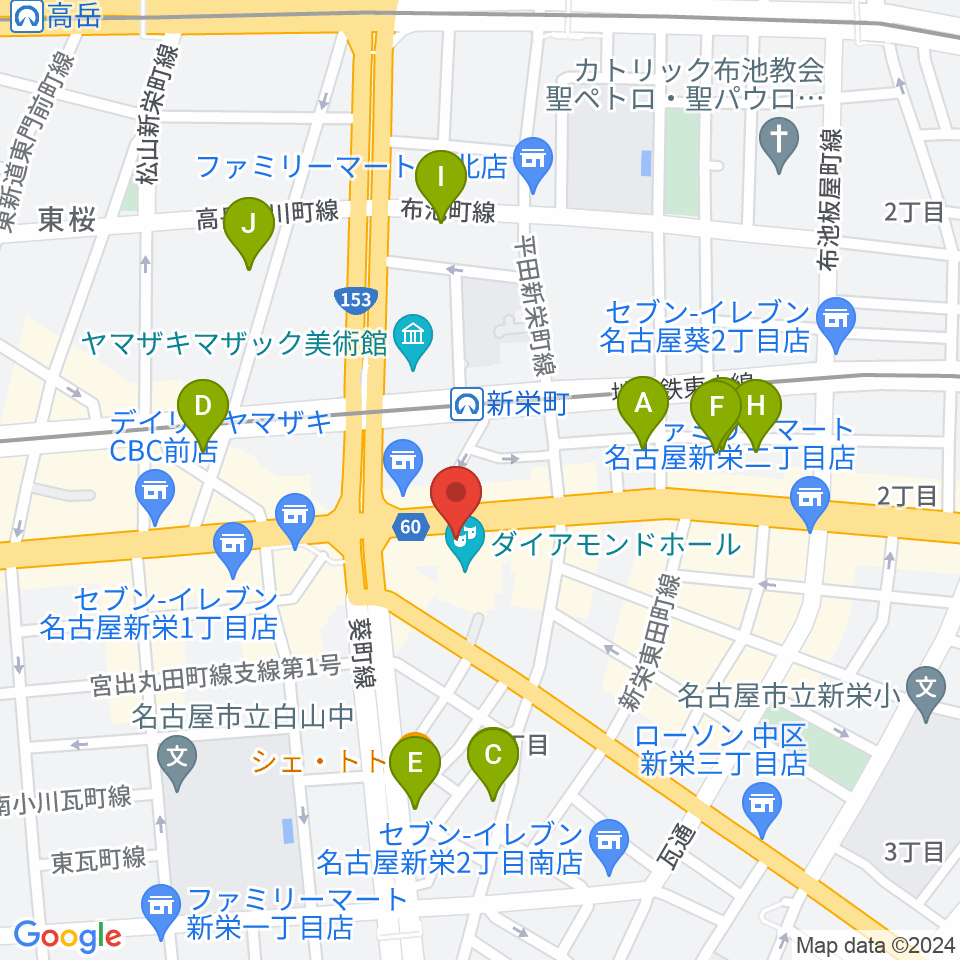名古屋スペードボックス・ハートランド周辺のホテル一覧地図