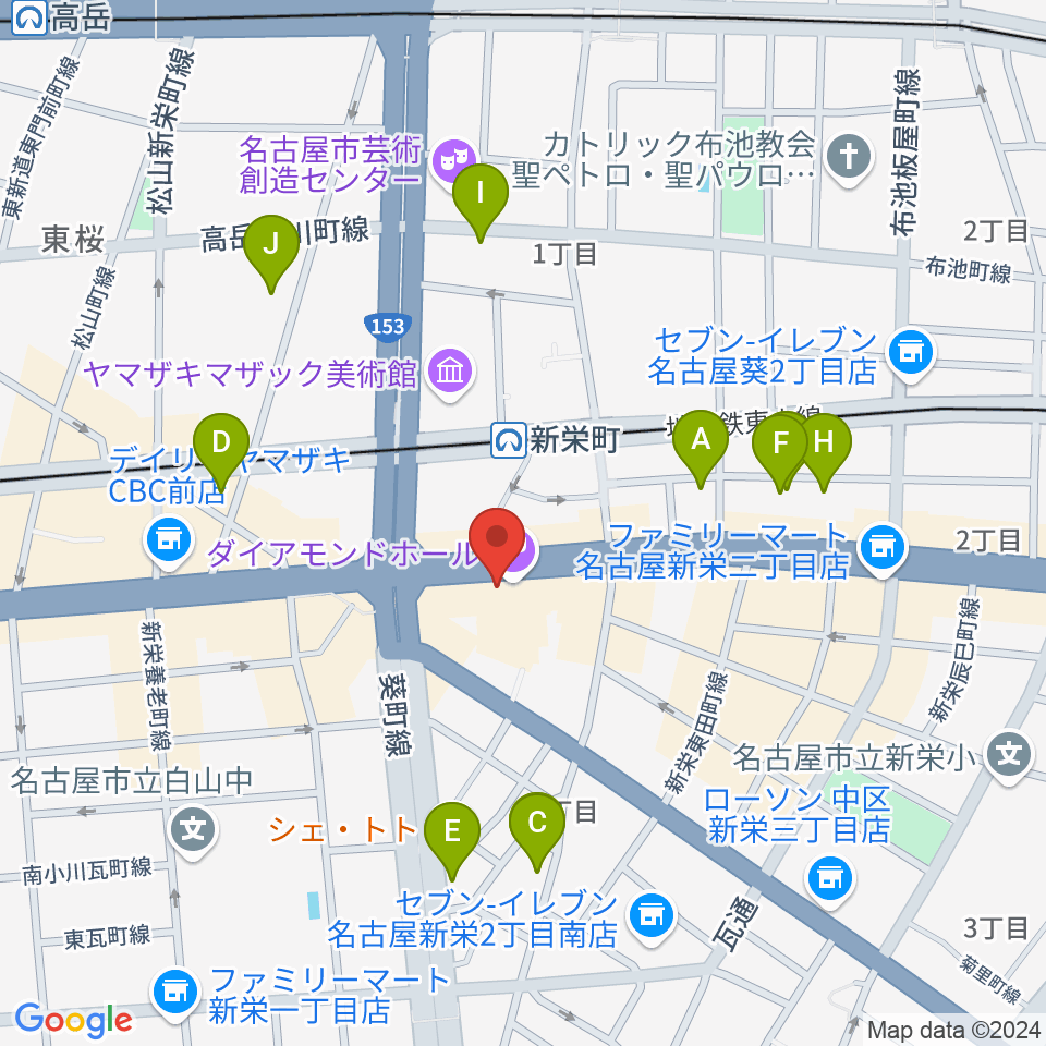 名古屋スペードボックス・ハートランド周辺のホテル一覧地図