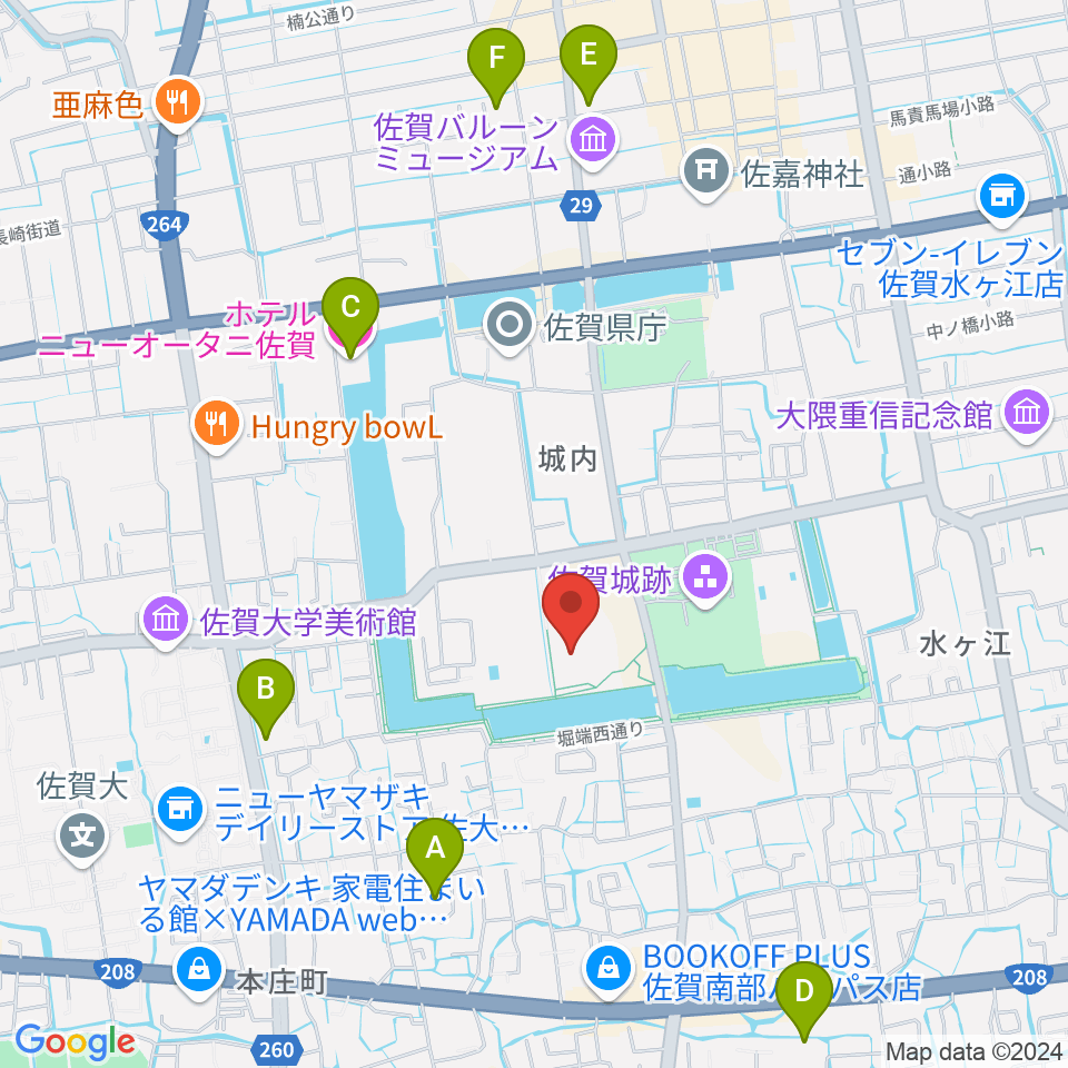 佐賀県立美術館周辺のホテル一覧地図