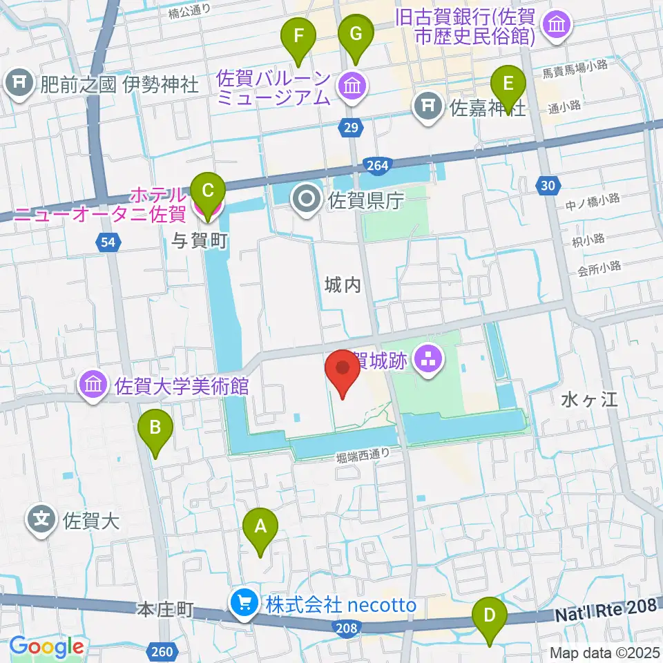 佐賀県立美術館周辺のホテル一覧地図
