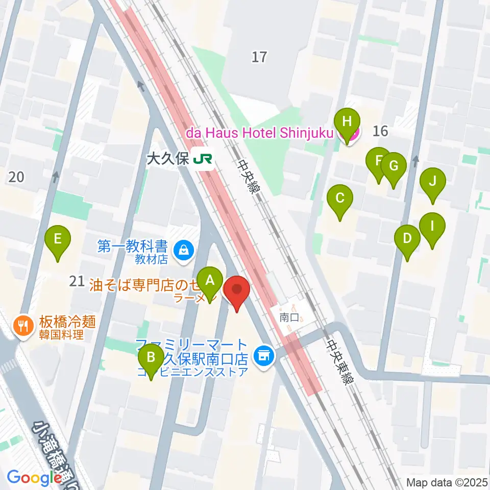 大久保ひかりのうま周辺のホテル一覧地図
