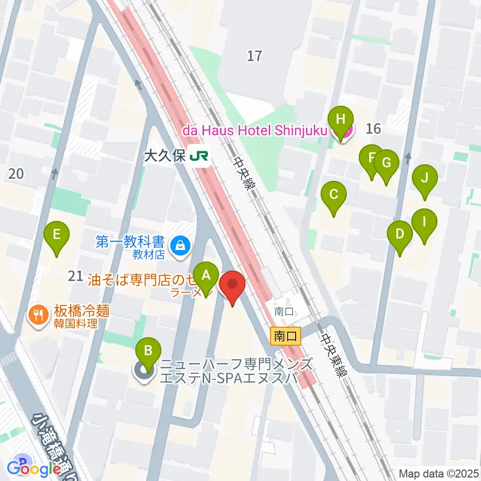 大久保ひかりのうま周辺のホテル一覧地図