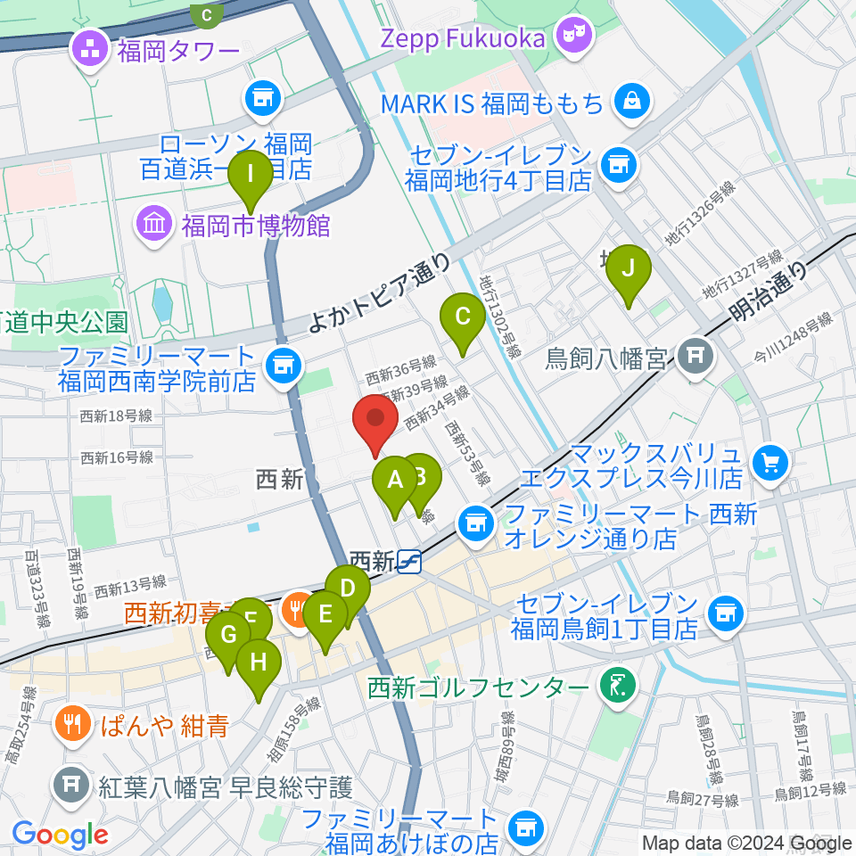 西南コミュニティーセンター周辺のホテル一覧地図