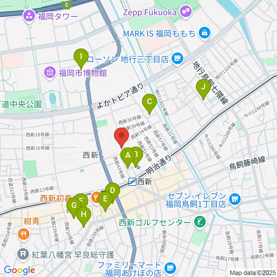 西南コミュニティーセンター周辺のホテル一覧地図