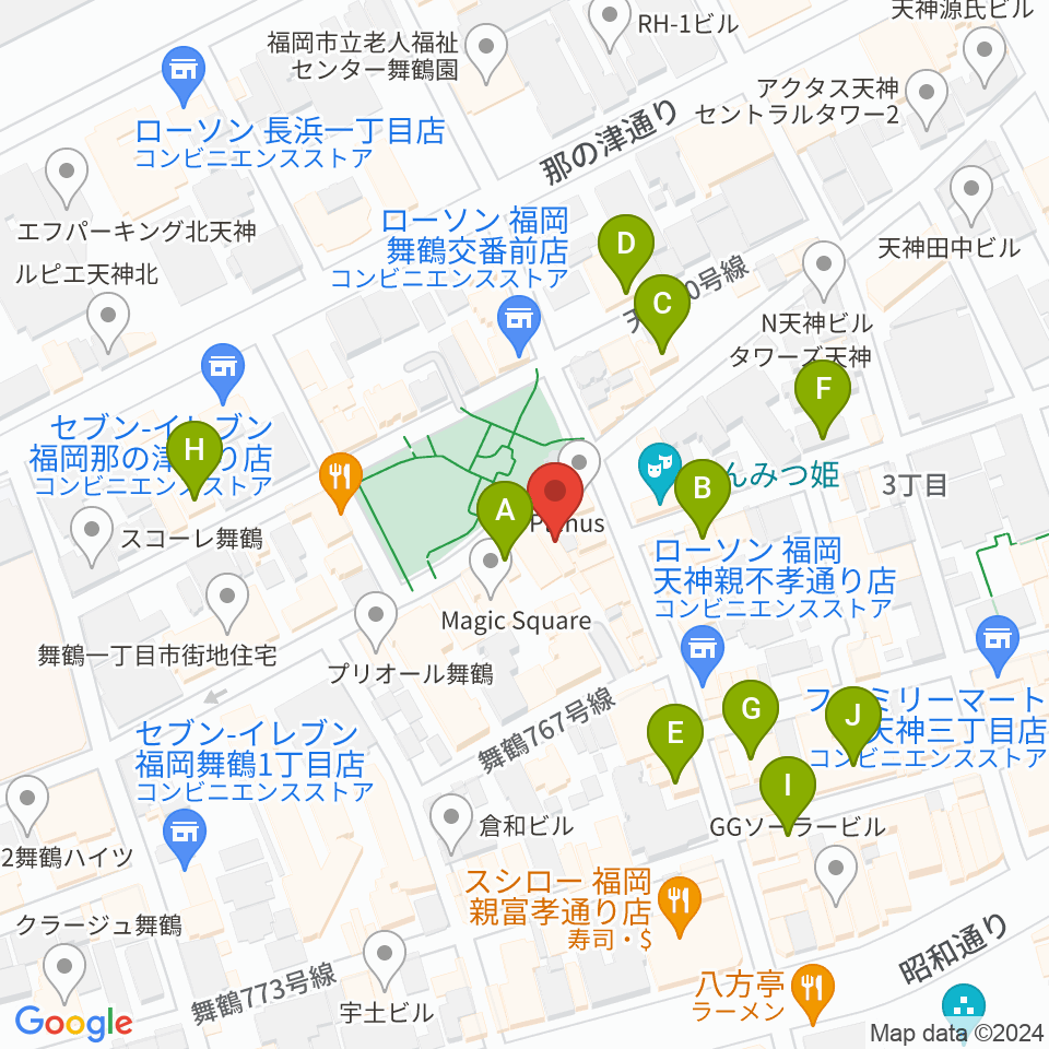 福岡ファイブペニーズ周辺のホテル一覧地図