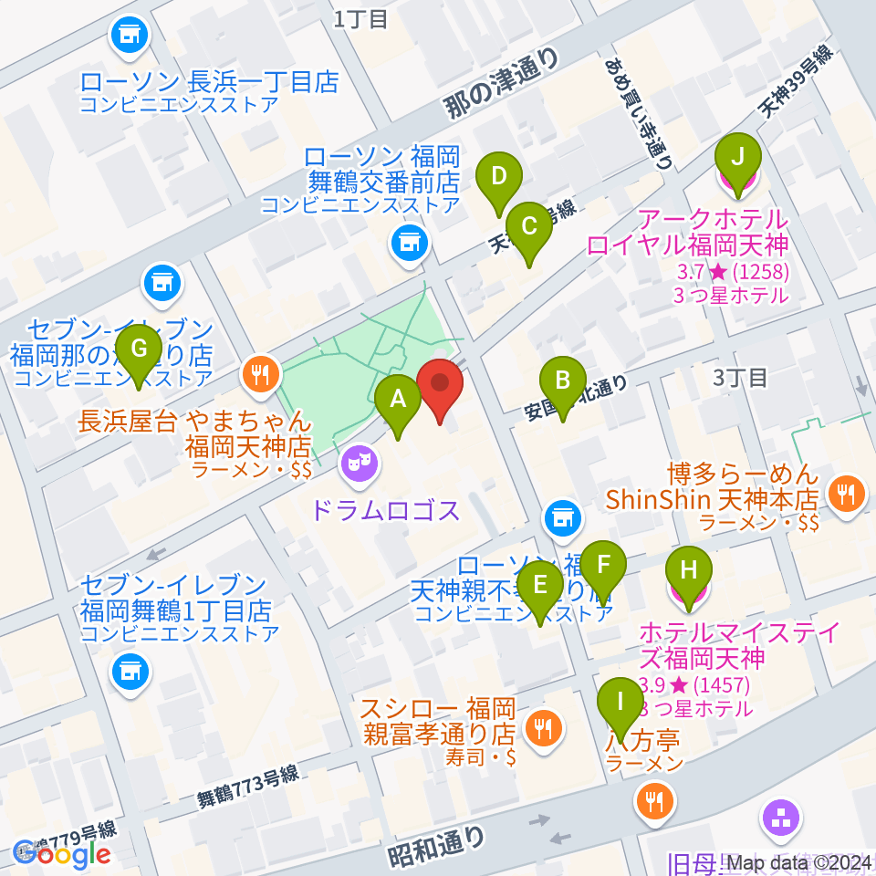 福岡ファイブペニーズ周辺のホテル一覧地図