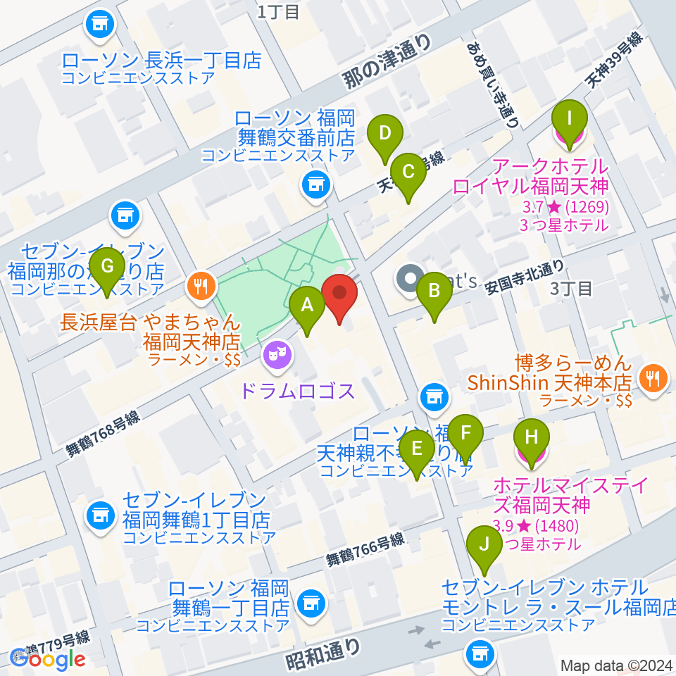 福岡ファイブペニーズ周辺のホテル一覧地図