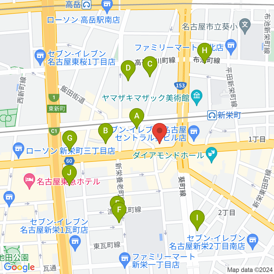 名古屋新栄sunset BLUE周辺のホテル一覧地図