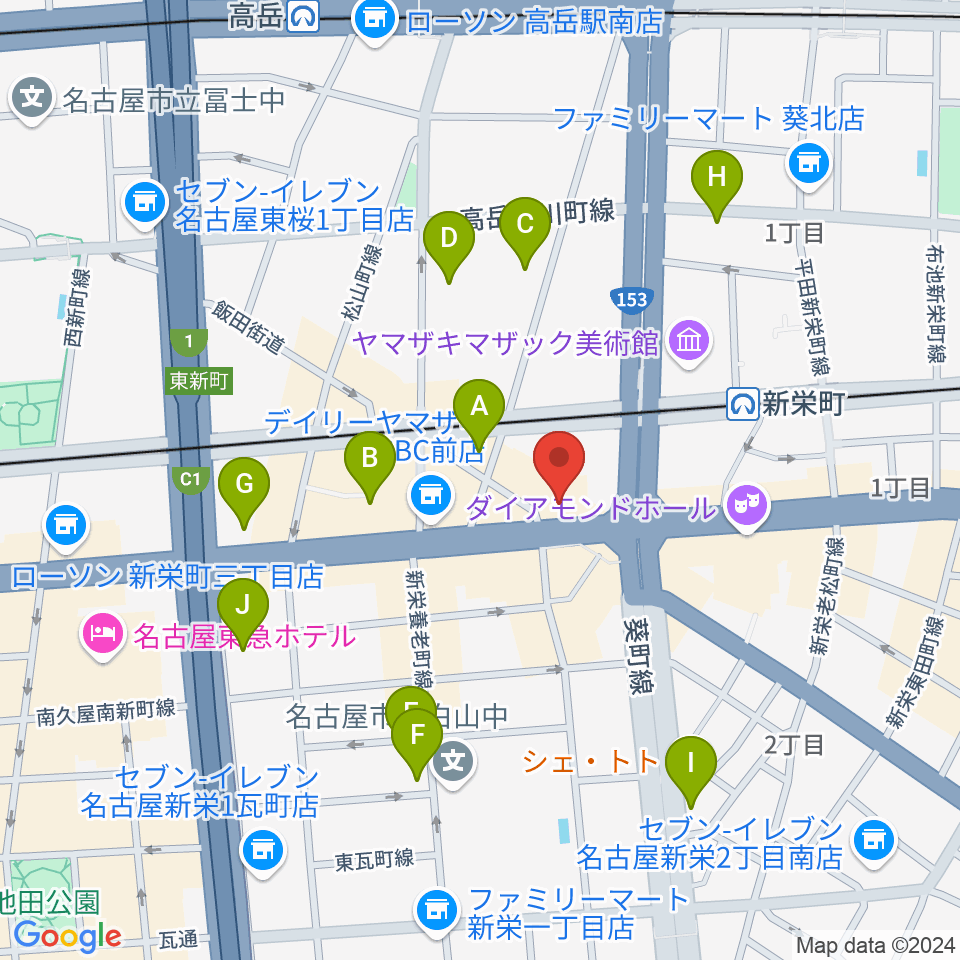 名古屋新栄sunset BLUE周辺のホテル一覧地図