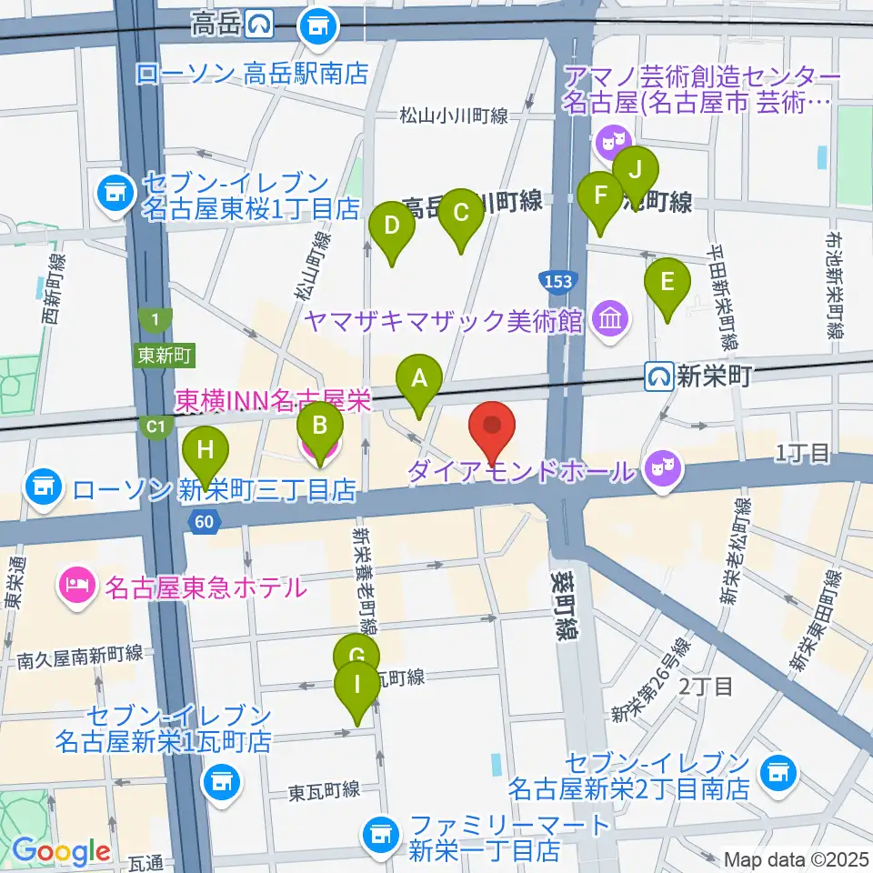 名古屋新栄sunset BLUE周辺のホテル一覧地図