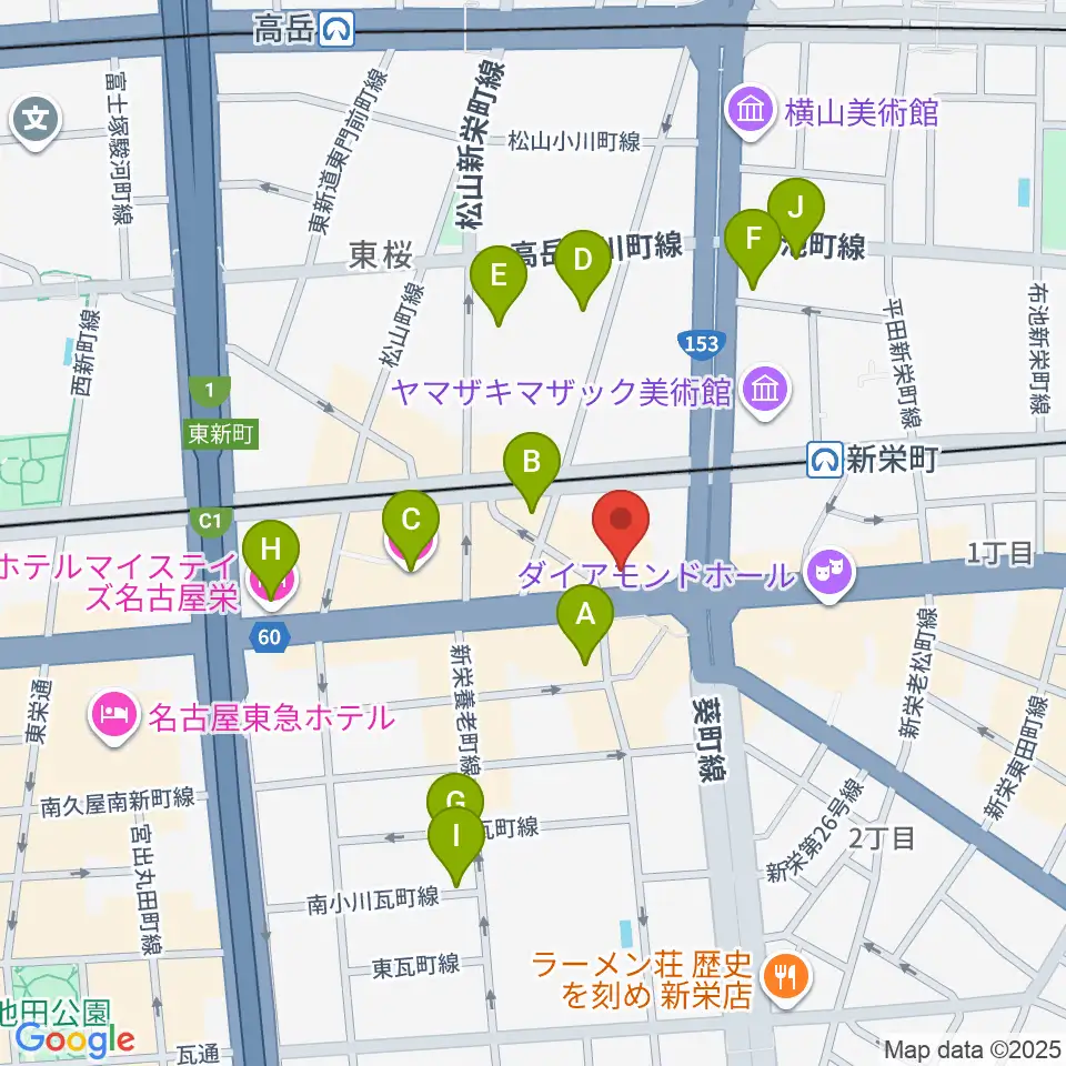 名古屋新栄sunset BLUE周辺のホテル一覧地図