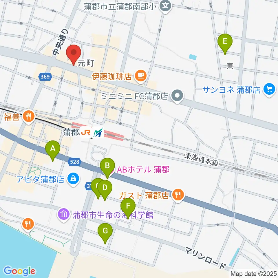 蒲郡バズハウス周辺のホテル一覧地図