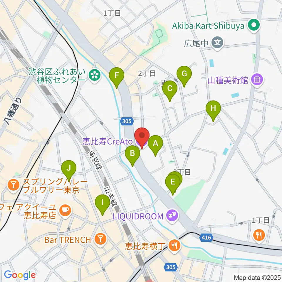 恵比寿クレアート周辺のホテル一覧地図