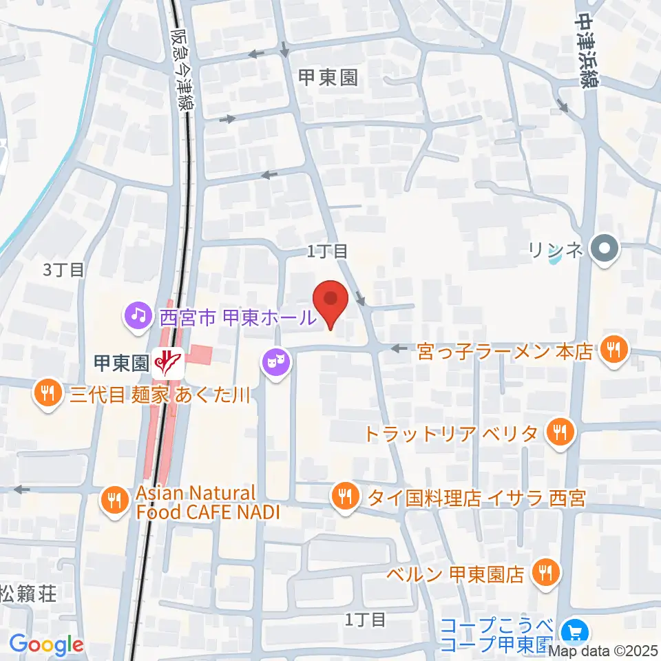 アールエイチワイ甲東園 貸し音楽練習室周辺のホテル一覧地図