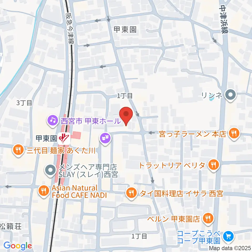 アールエイチワイ甲東園 貸し音楽練習室周辺のホテル一覧地図
