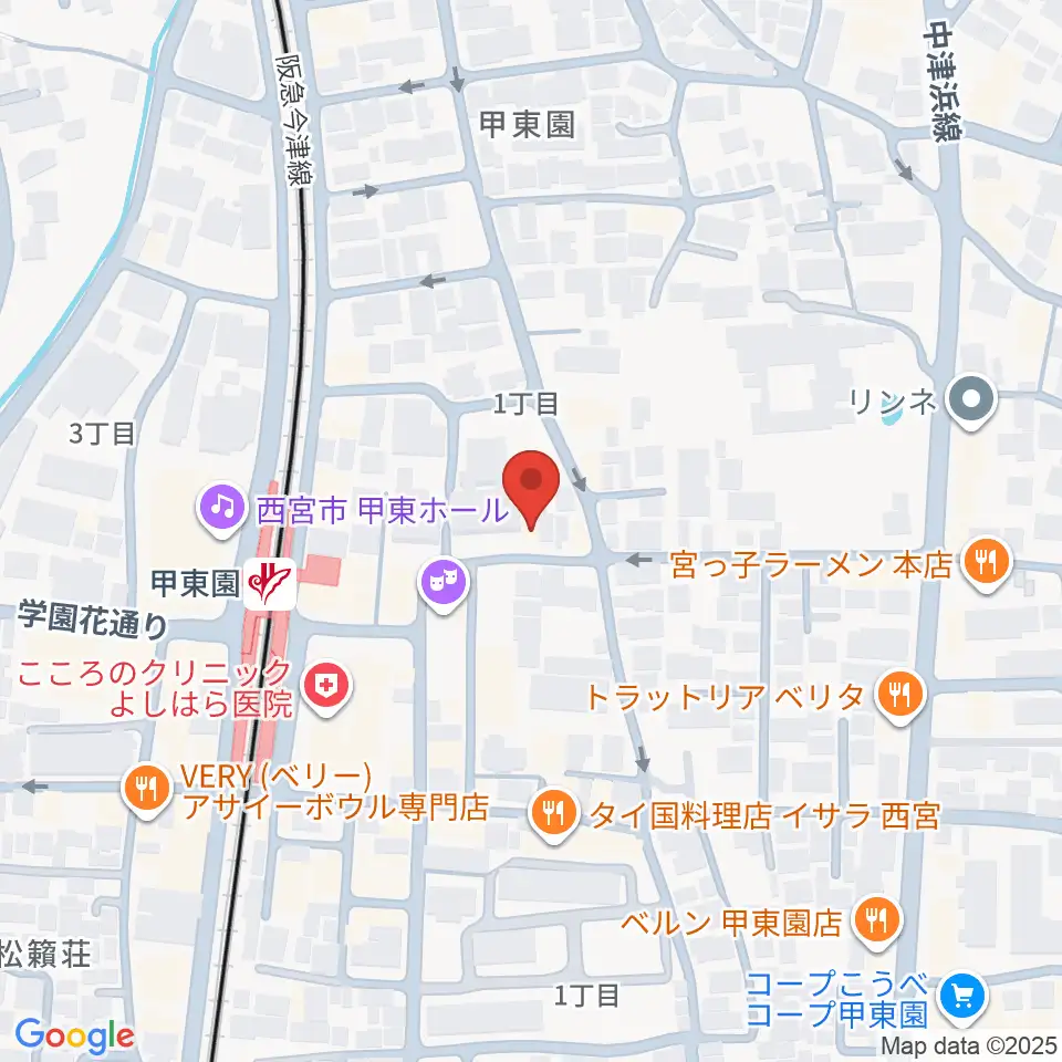 アールエイチワイ甲東園 貸し音楽練習室周辺のホテル一覧地図