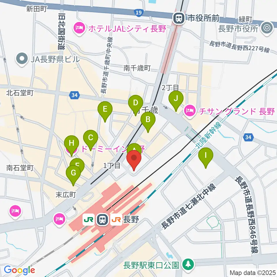 長野クラブジャンクボックス周辺のホテル一覧地図