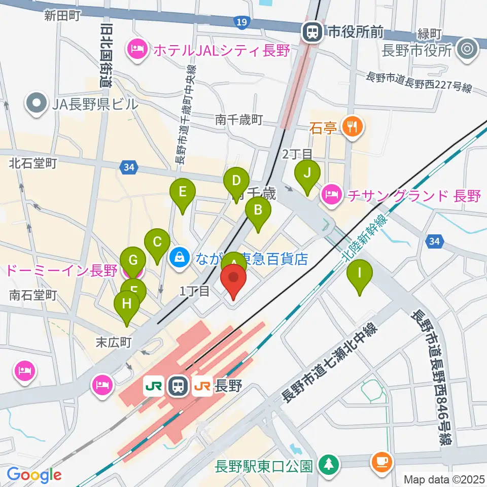 長野クラブジャンクボックス周辺のホテル一覧地図