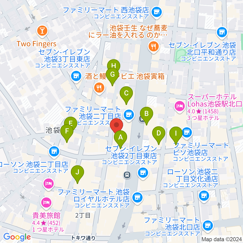 池袋P's Bar周辺のホテル一覧地図