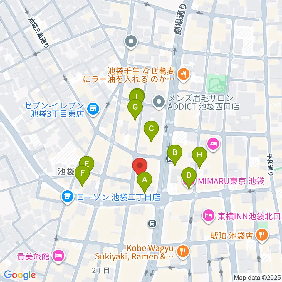池袋P's Bar周辺のホテル一覧地図