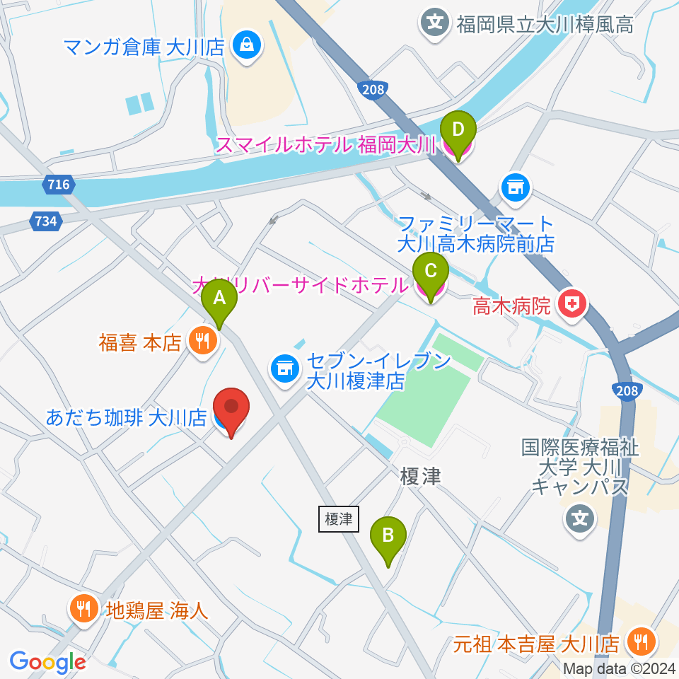 大川ヴィラ・ベルディホール周辺のホテル一覧地図