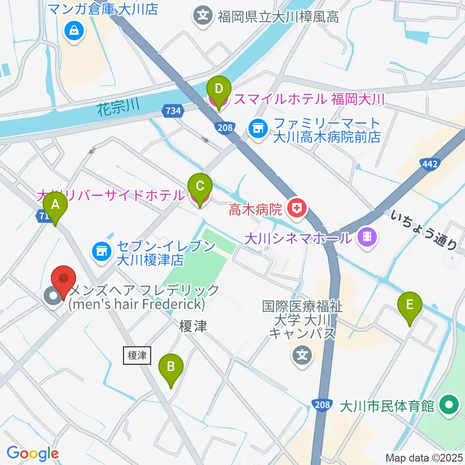 大川ヴィラ・ベルディホール周辺のホテル一覧地図