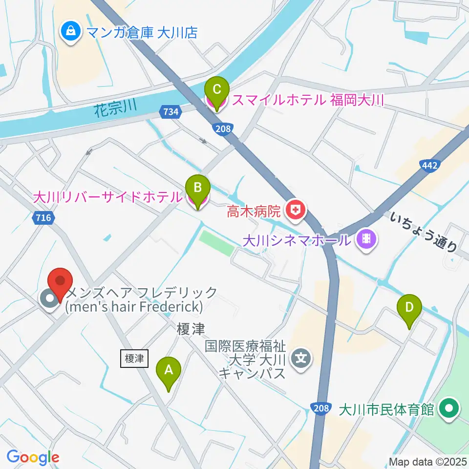 大川ヴィラ・ベルディホール周辺のホテル一覧地図