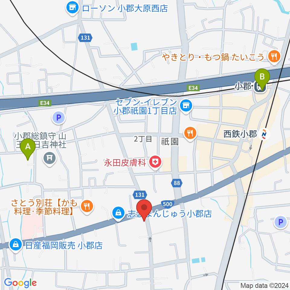 小川楽器 小郡店周辺のホテル一覧地図