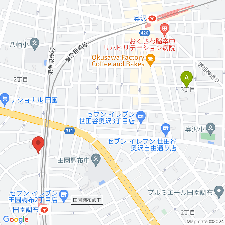 ピアノスタジオノア 田園調布店周辺のホテル一覧地図