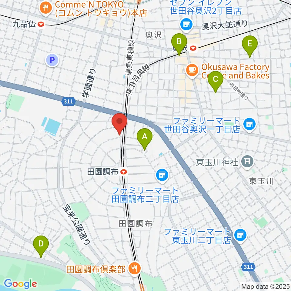 ピアノスタジオノア 田園調布店周辺のホテル一覧地図