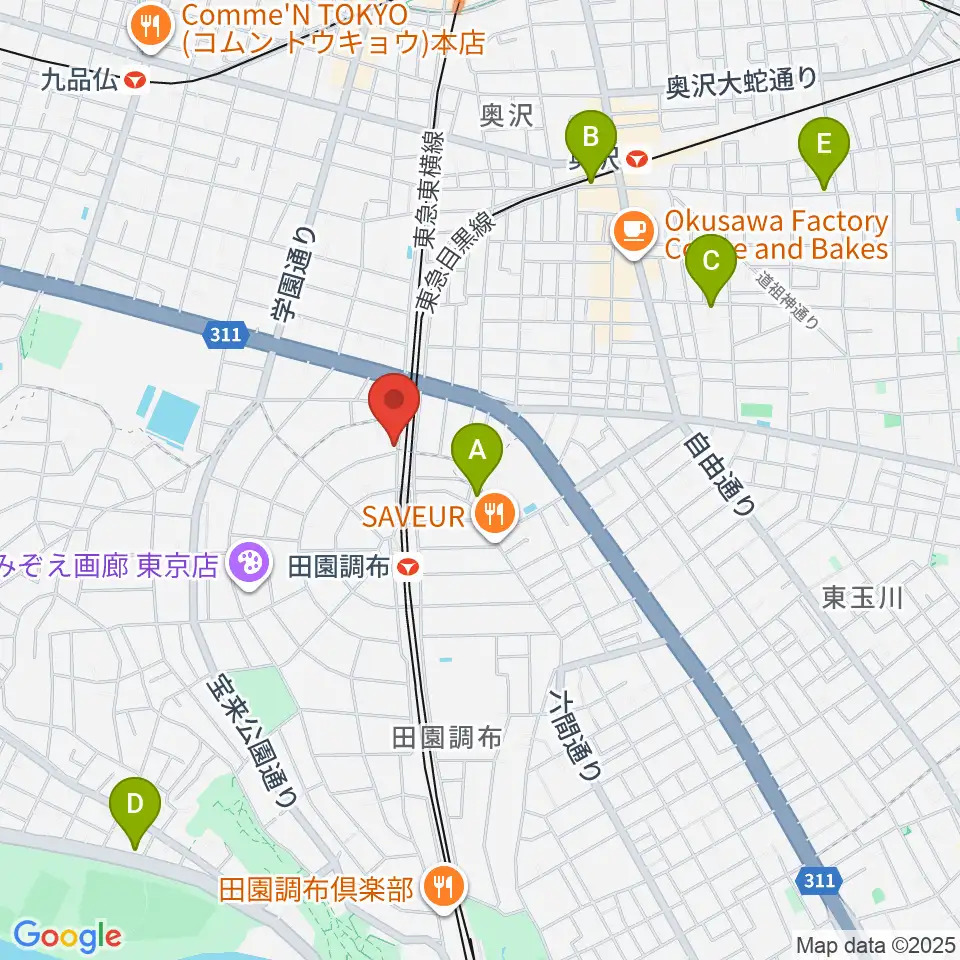ピアノスタジオノア 田園調布店周辺のホテル一覧地図