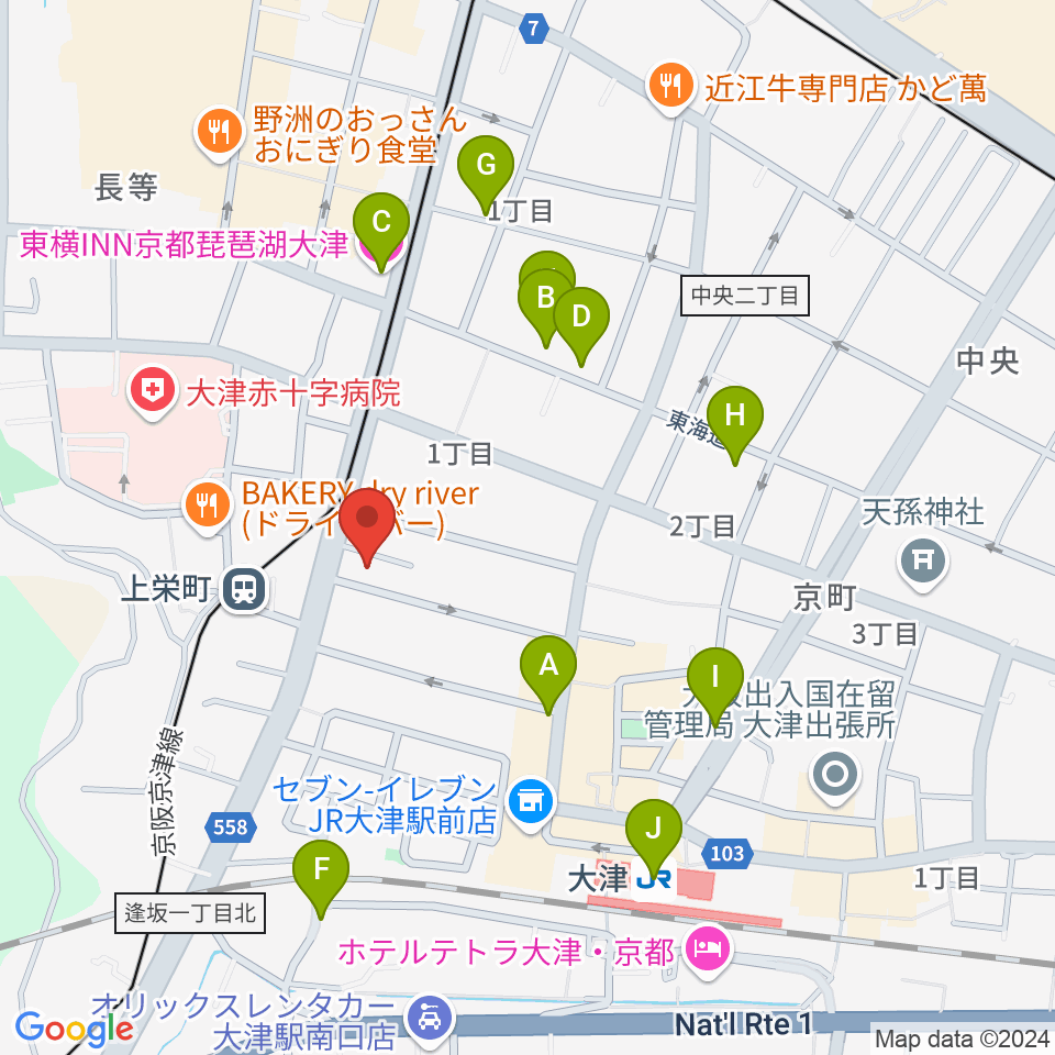 奏美ホール周辺のホテル一覧地図