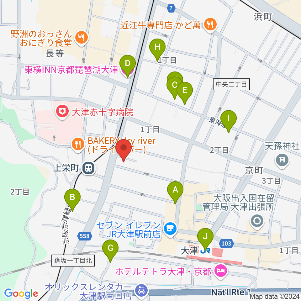 奏美ホール周辺のホテル一覧地図