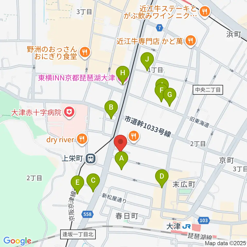 奏美ホール周辺のホテル一覧地図