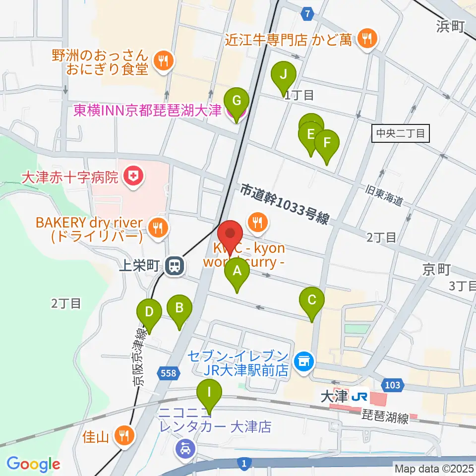 奏美ホール 防音練習室周辺のホテル一覧地図