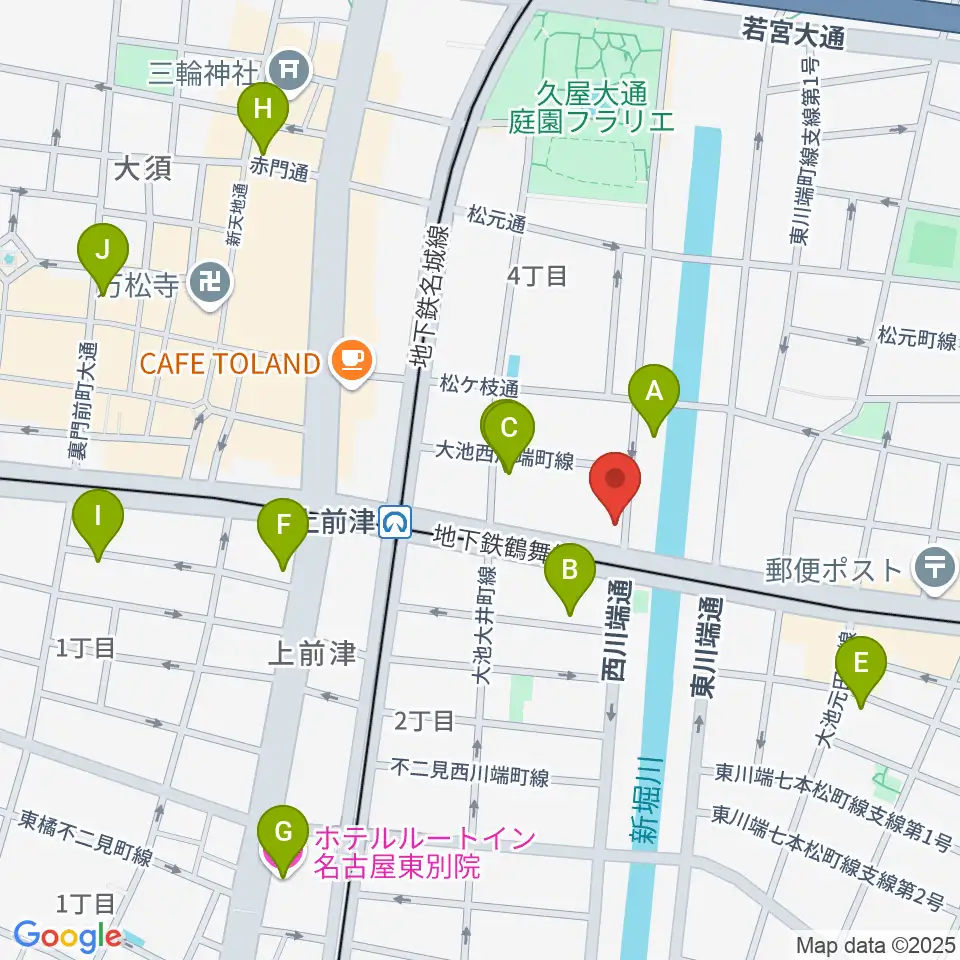 名古屋大須OYS周辺のホテル一覧地図