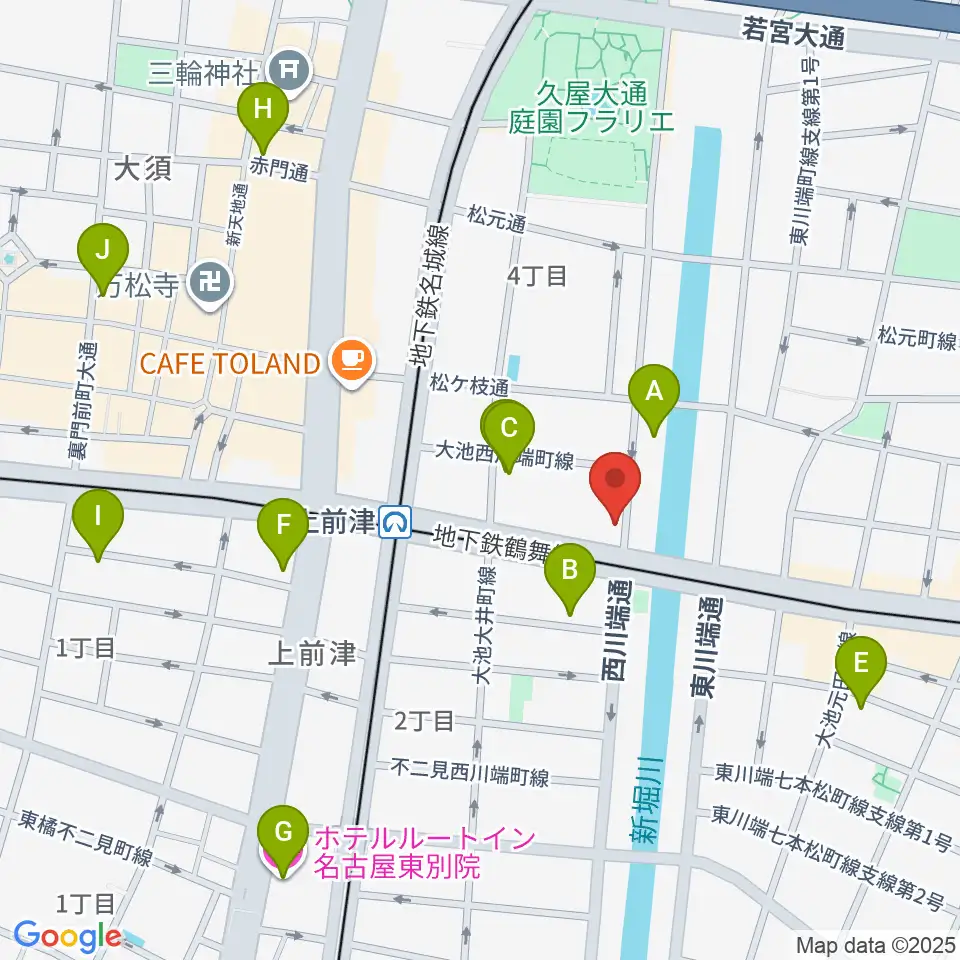 名古屋大須OYS周辺のホテル一覧地図