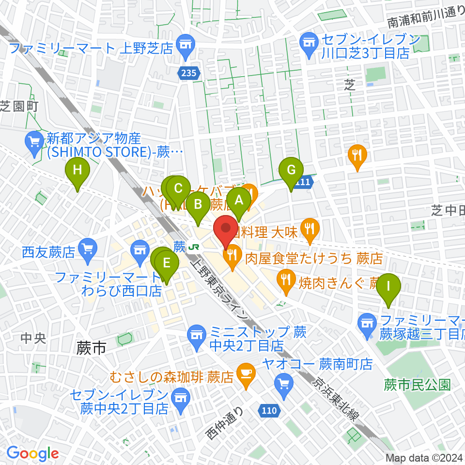 蕨OurDelight周辺のホテル一覧地図