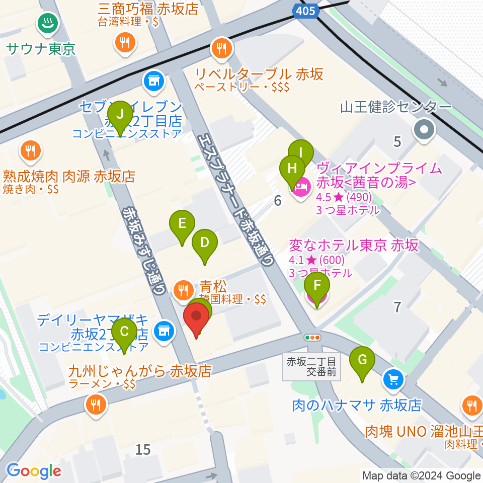 ヴァーチュオーゾ赤坂周辺のホテル一覧地図