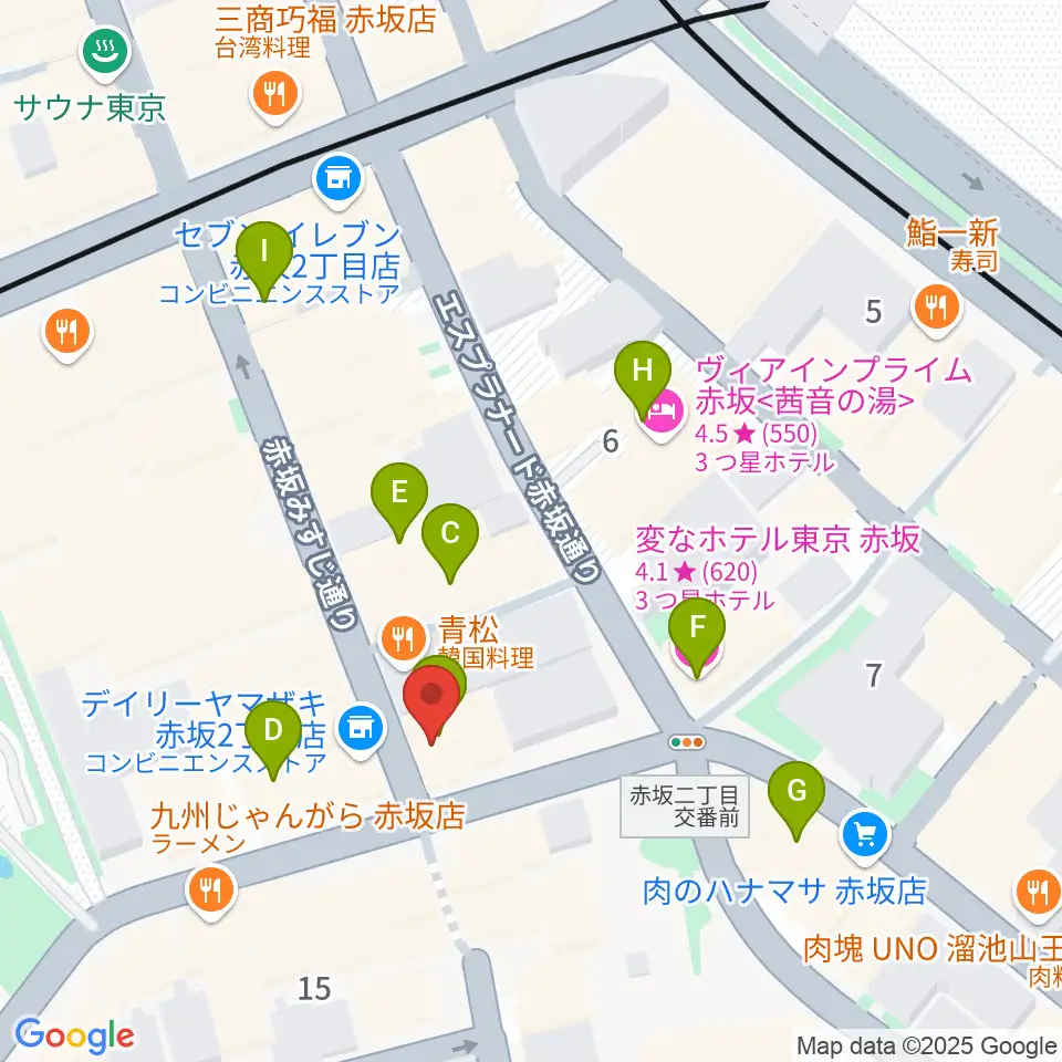 ヴァーチュオーゾ赤坂周辺のホテル一覧地図