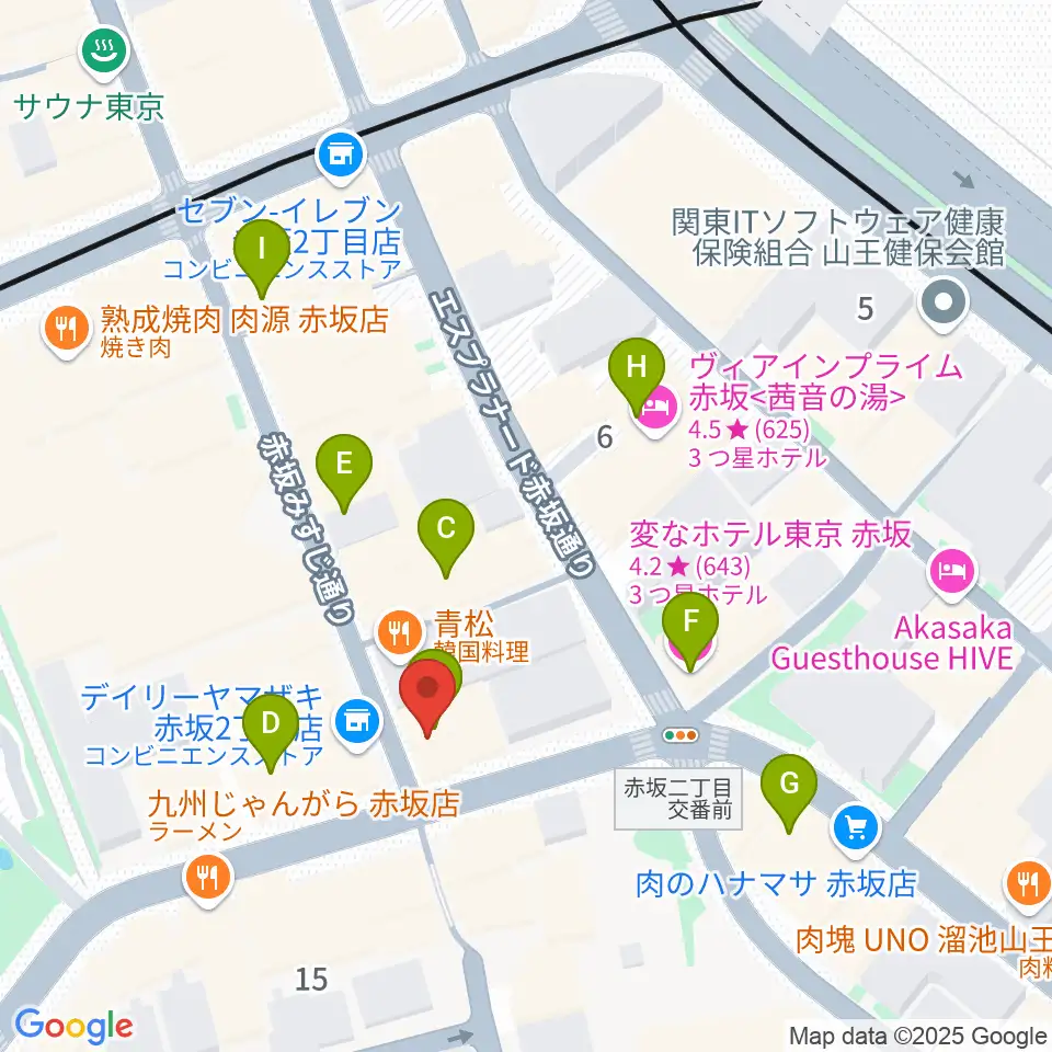 ヴァーチュオーゾ赤坂周辺のホテル一覧地図