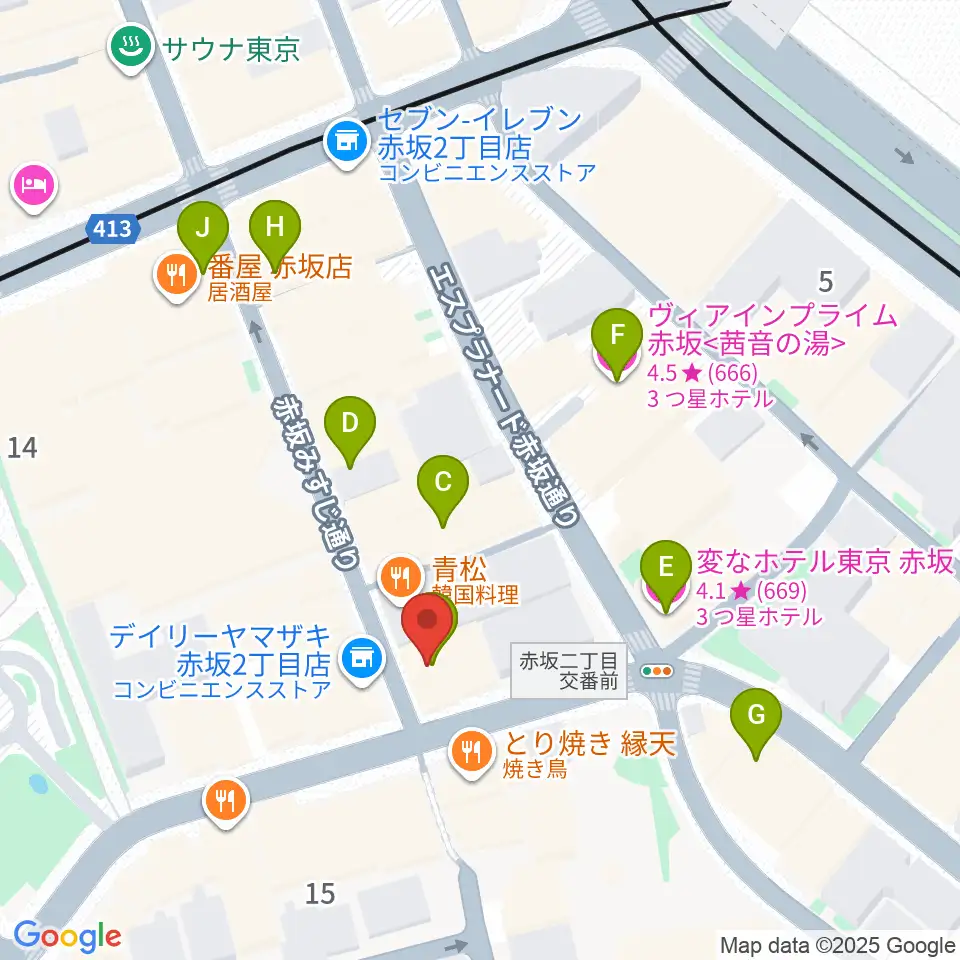 ヴァーチュオーゾ赤坂周辺のホテル一覧地図