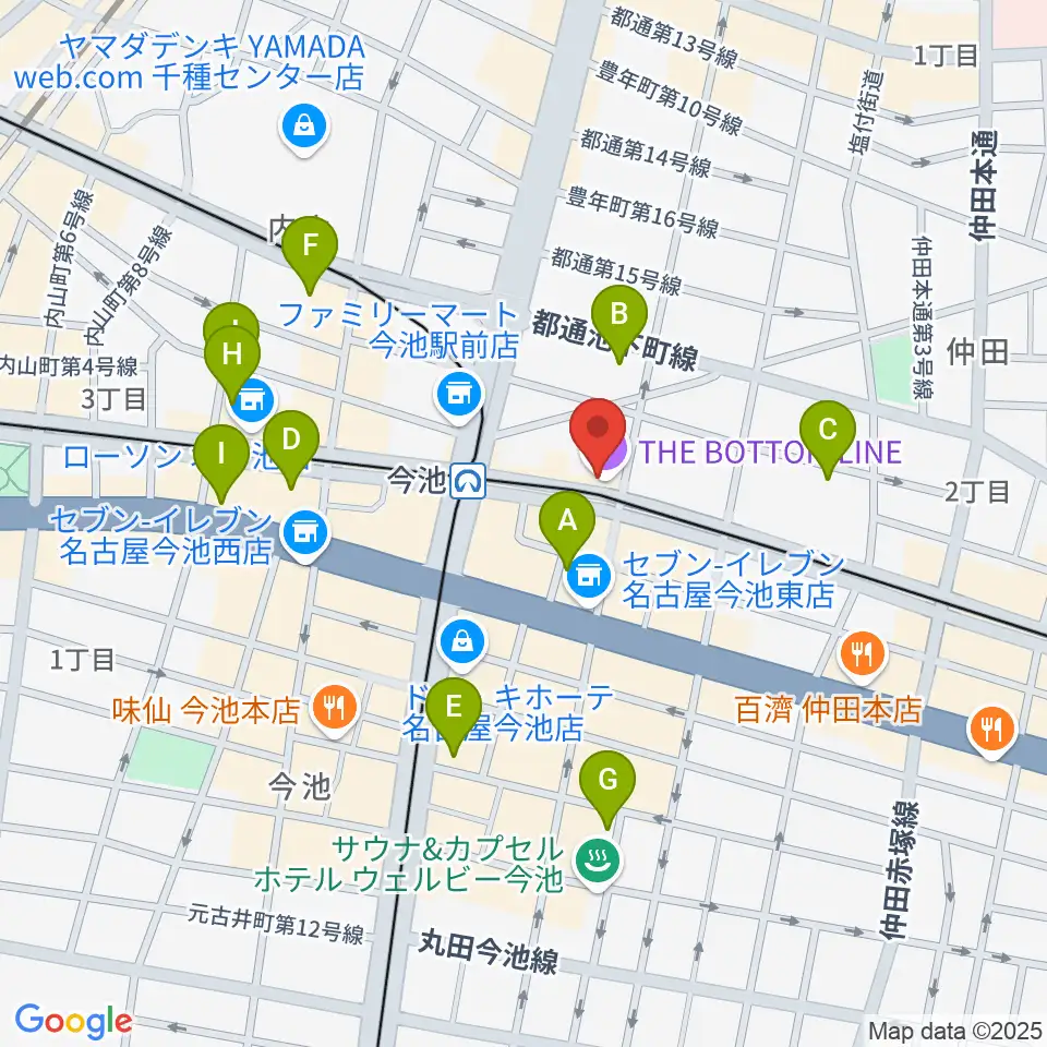 名古屋ボトムライン周辺のホテル一覧地図