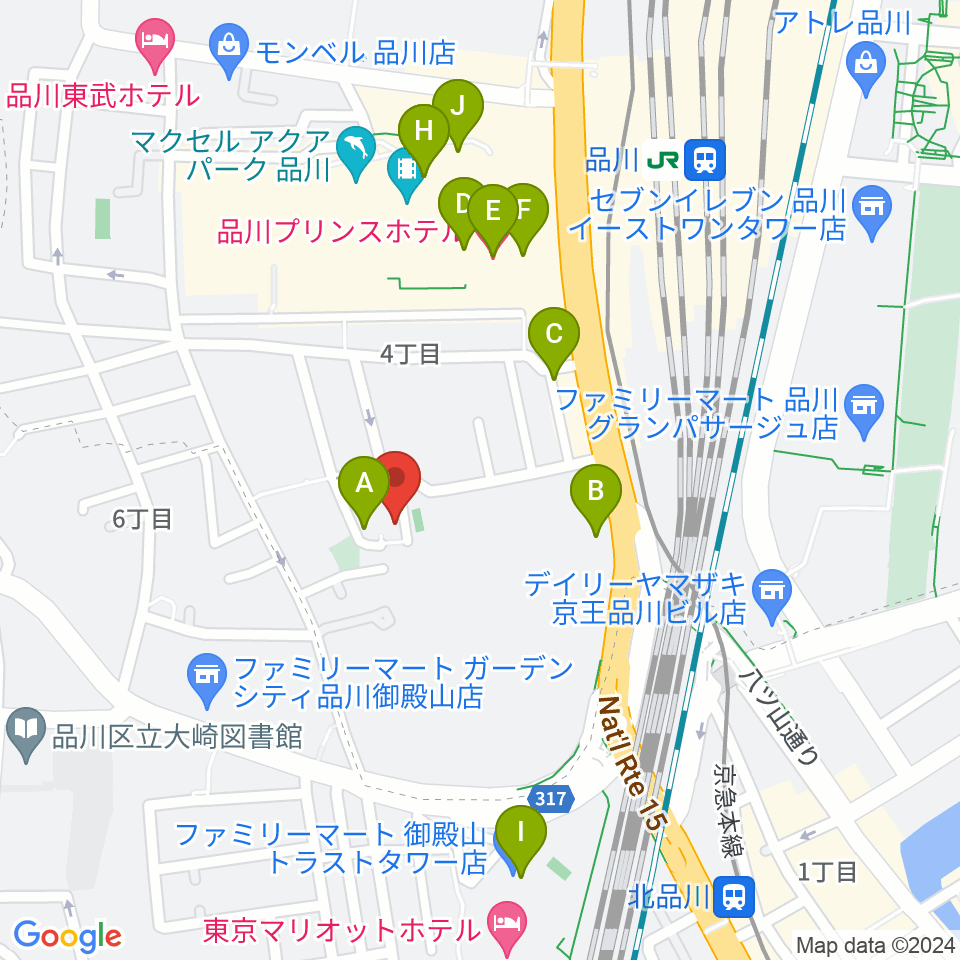 高輪プリンセスガルテン アンビエンテ/アンディムジーク周辺のホテル一覧地図