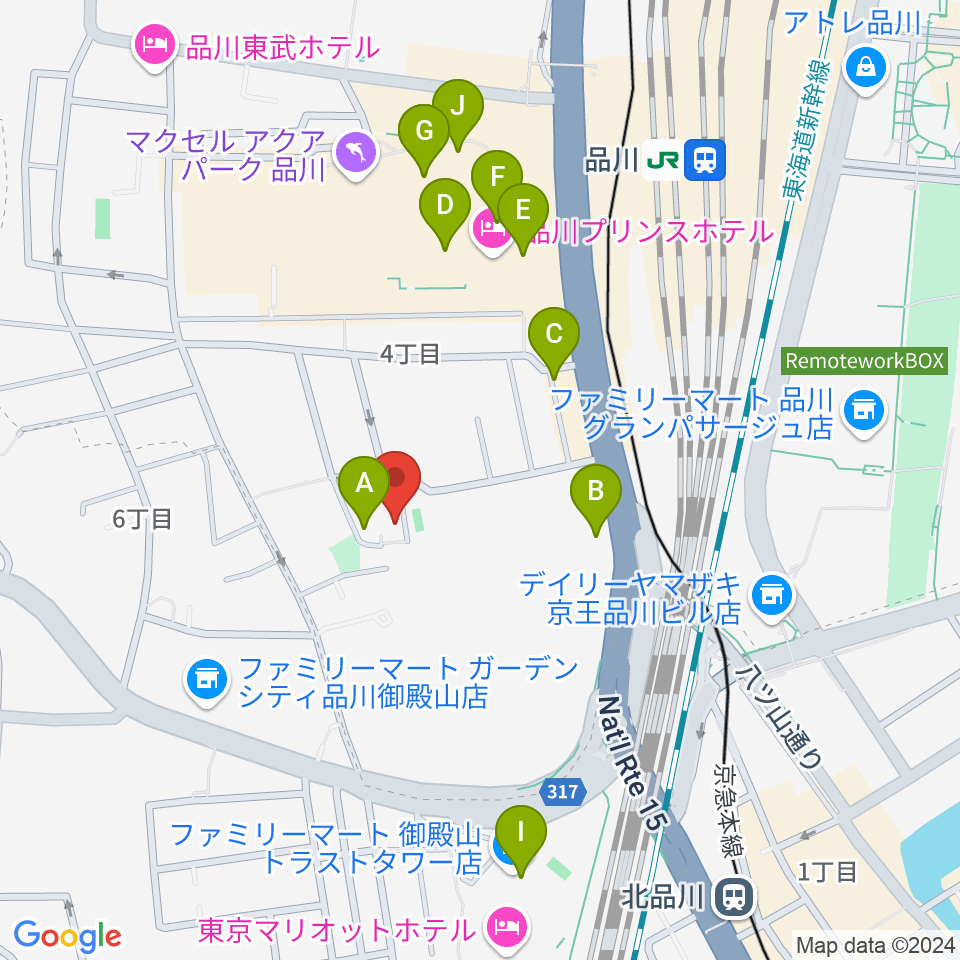 高輪プリンセスガルテン アンビエンテ/アンディムジーク周辺のホテル一覧地図