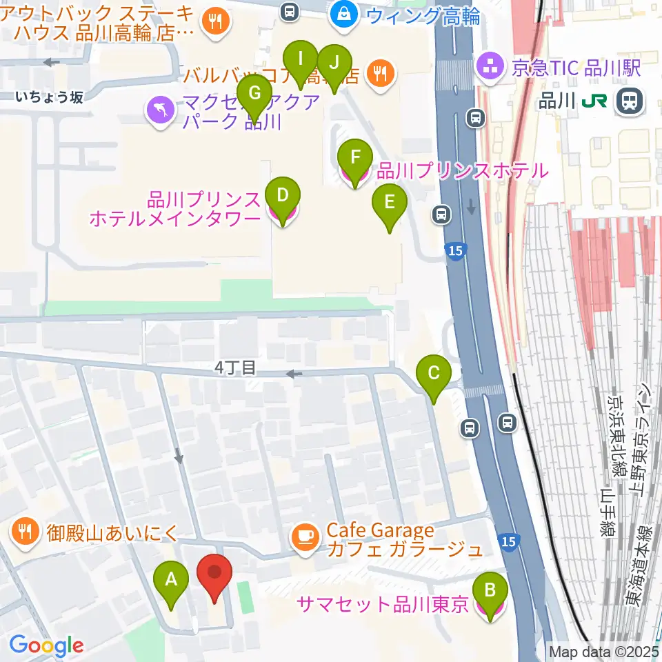 高輪プリンセスガルテン アンビエンテ/アンディムジーク周辺のホテル一覧地図