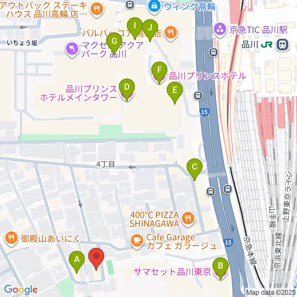 高輪プリンセスガルテン アンビエンテ/アンディムジーク周辺のホテル一覧地図