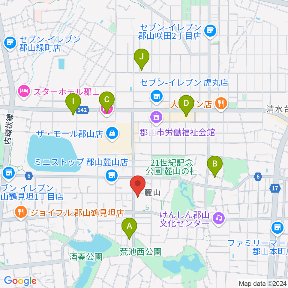 郡山市郡山公会堂周辺のホテル一覧地図