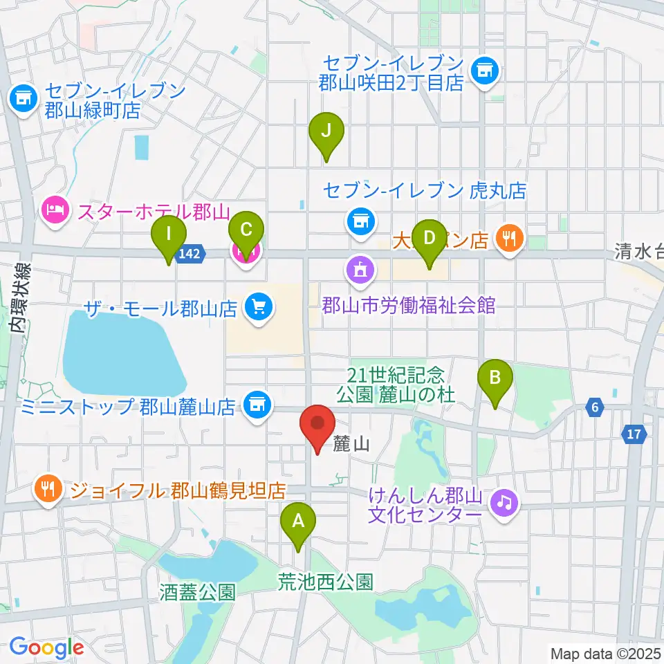 郡山市郡山公会堂周辺のホテル一覧地図