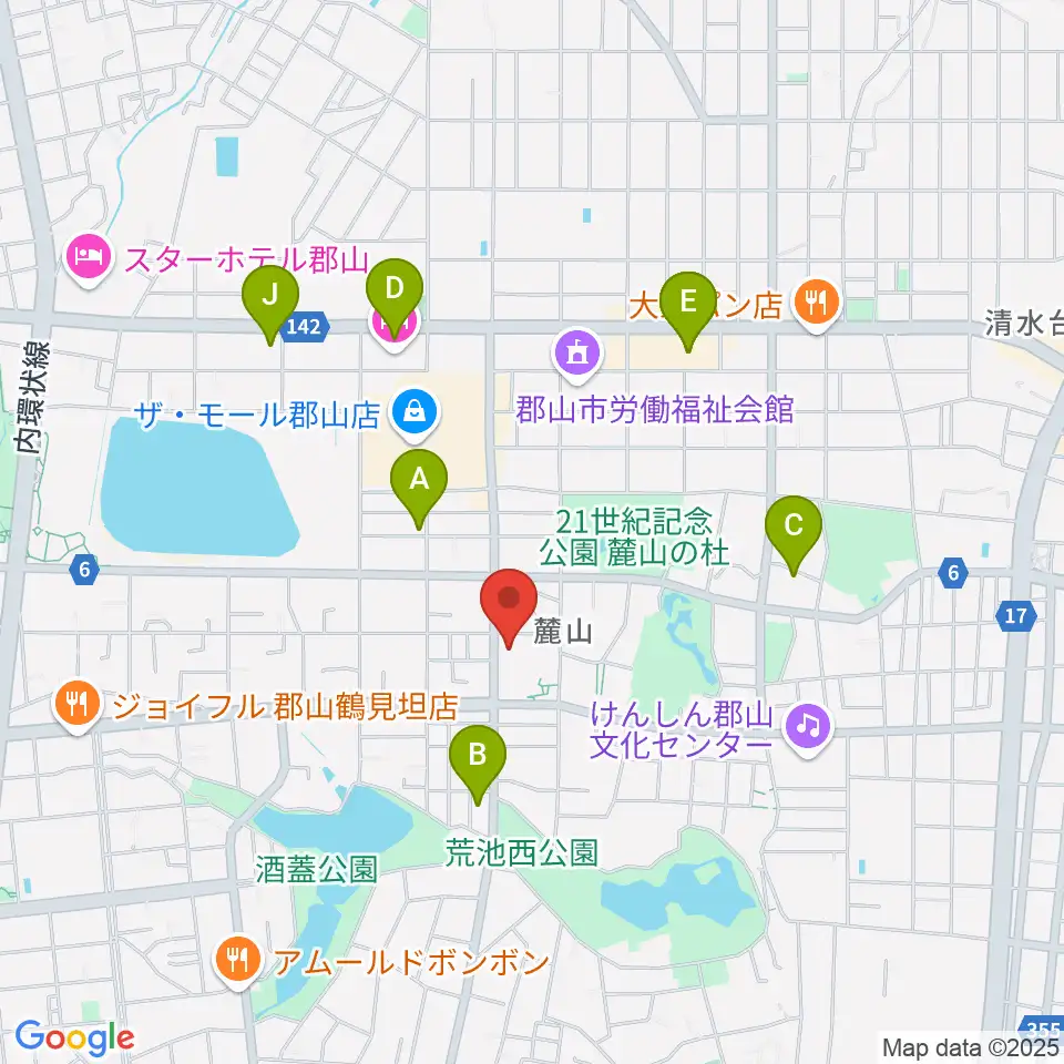 郡山市郡山公会堂周辺のホテル一覧地図